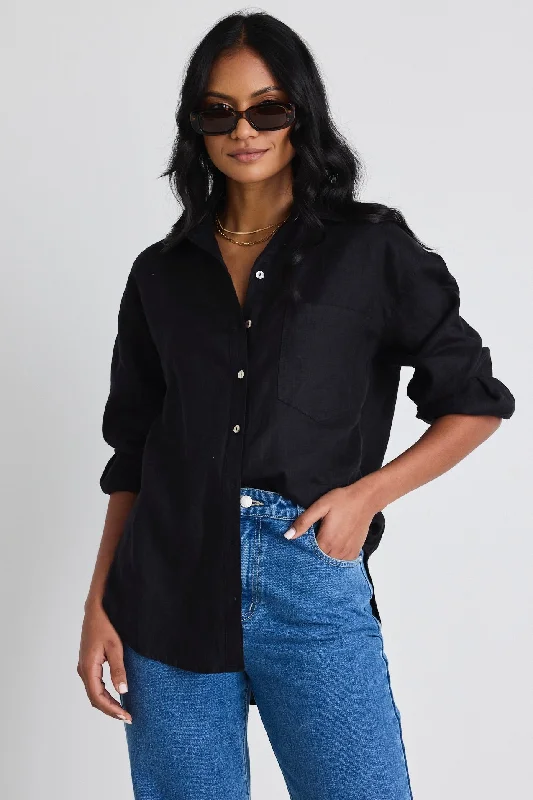 Grab Yours Before It’s Too Late!Optimum Black Linen Oversized Shirt