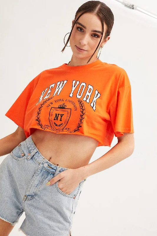 The Best Sale of the Year!Orange Crop T Shirt Short Sleeve Crew Neck New York