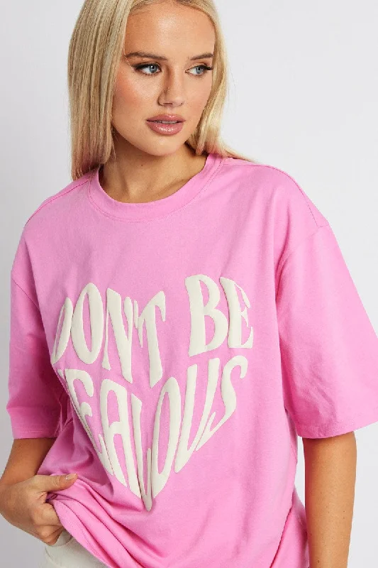 Shop Before It’s Gone!Pink Graphic Tee Short Sleeve