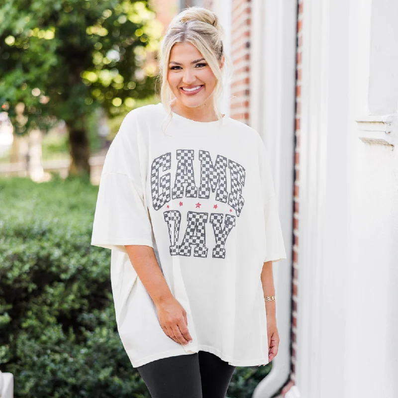 Hurry! While Supplies Last!Ready For Game Day Boyfriend Tee, Ivory