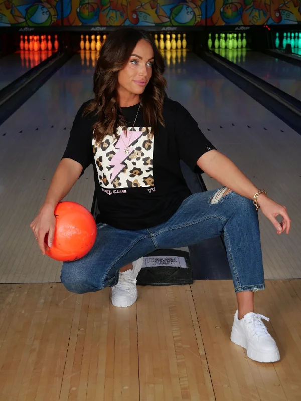 Lowest Prices Guaranteed!Rebel Club By Shine On Cheetah Bolt Boyfriend Tee Jet Black