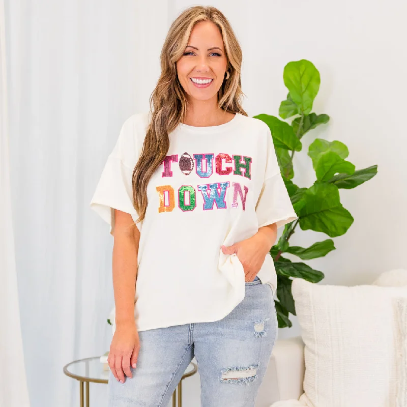 Huge Price Cuts Await!Sequin Score Top, Cream