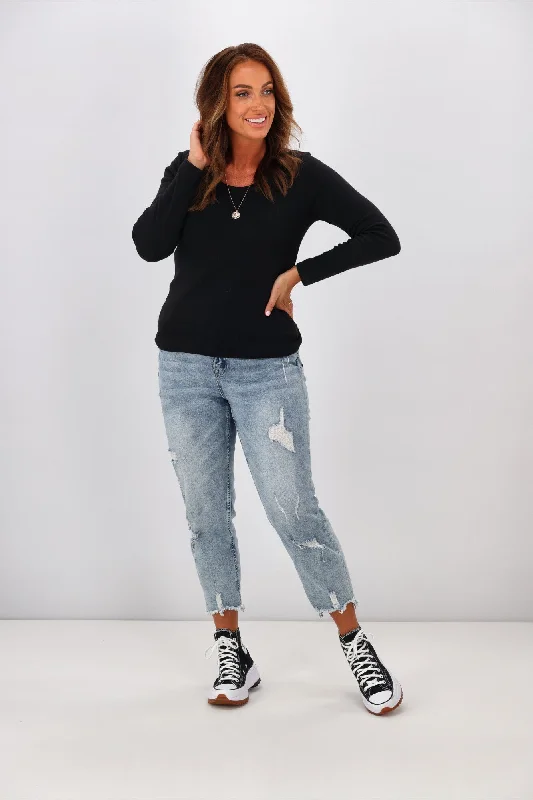 Get More, Spend Less – Shop Now!Shine On Label Classic Rib Long Sleeve Top Black