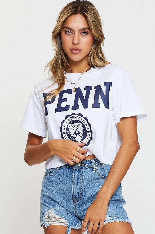 Huge Price Cuts Await!White Graphic T Shirt Crop