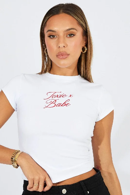 Exclusive Deals Just for You!White Graphic Tee Short Sleeve