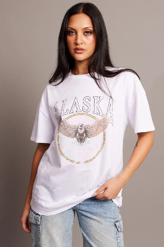 Get More, Spend Less – Shop Now!White Graphic Tee Short Sleeve