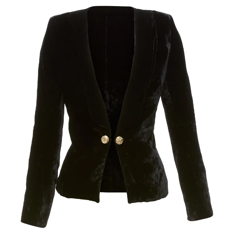 Hottest Discounts of the Year!Balmain Velvet Gold Eagle Buttons Shoulder Pads Fitted Blazer Hottest Discounts of the Year!Balmain Velvet Gold Eagle Buttons Shoulder Pads Fitted Blazer