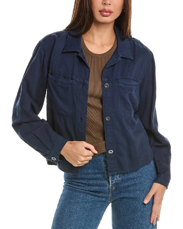 Limited Stock Available!Bella Dahl Welt Pocket Crop Linen-Blend Shacket