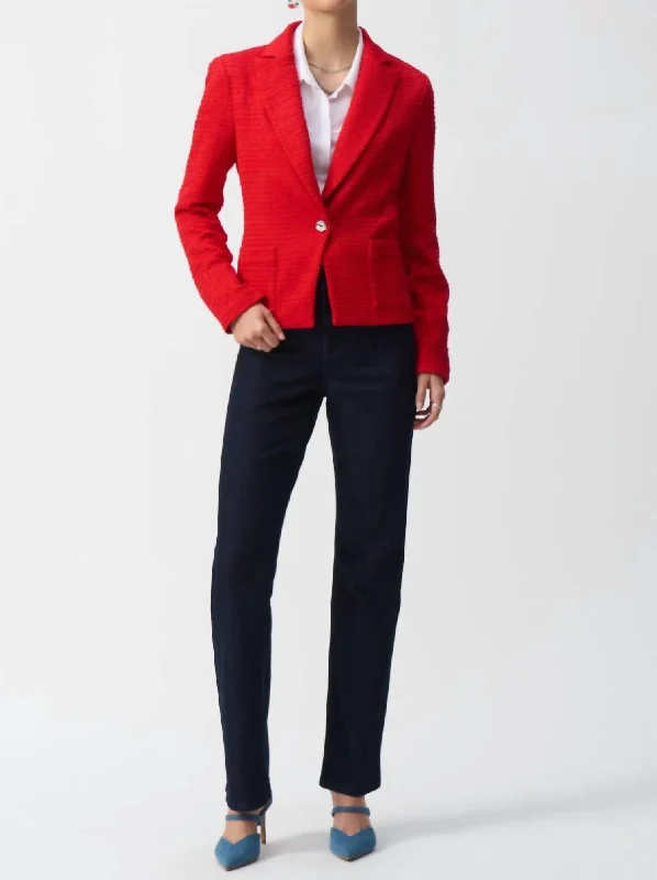 Hottest Discounts of the Year!Bouclé Fitted Blazer In Radiant Red