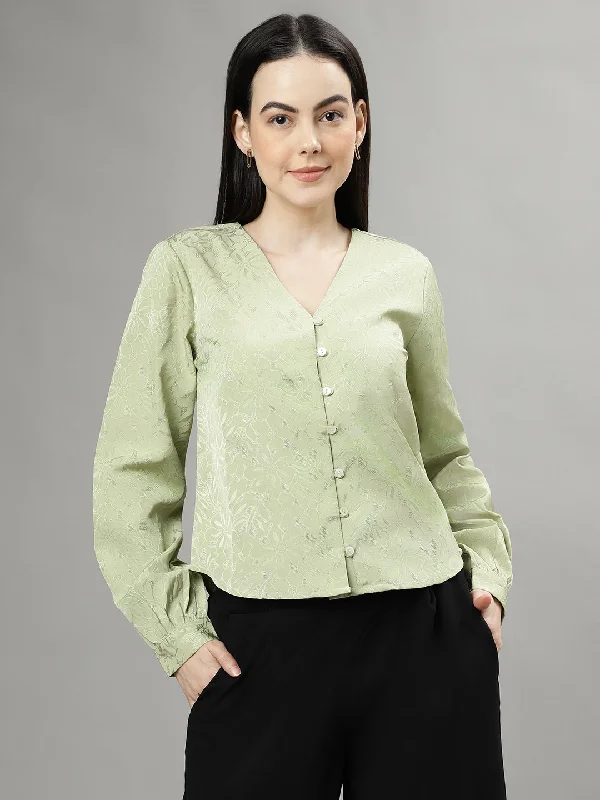 Seasonal Sale – Shop Now!Centrestage Women Printed V Neck Long Sleeves Top