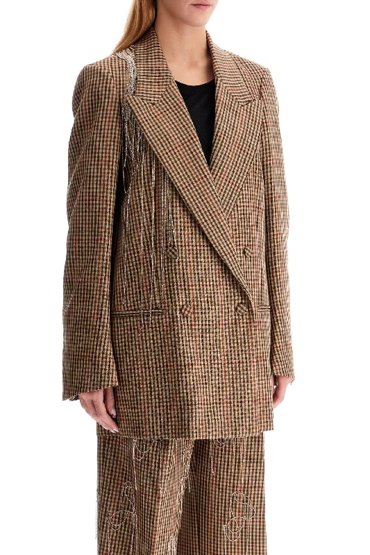 Hottest Discounts of the Year!Dries Van Noten Blink Plaid Blazer With Crystal Chains