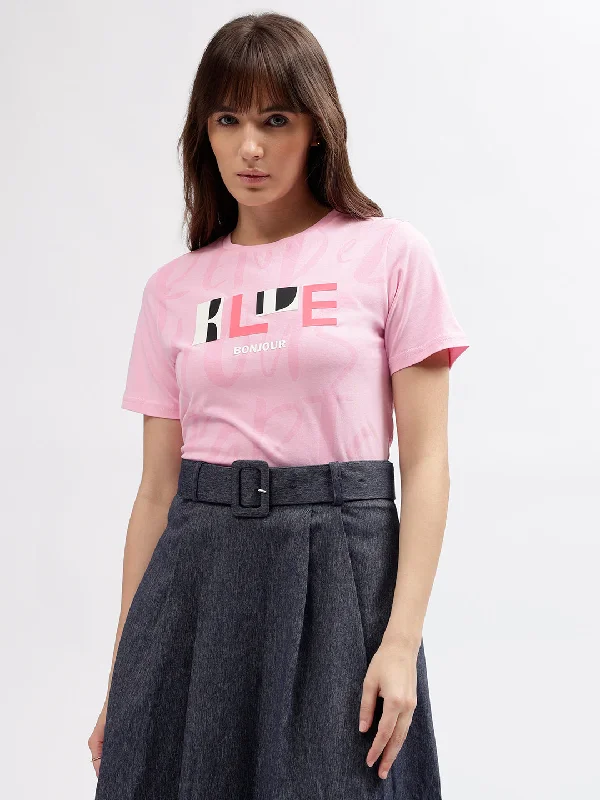 Today’s Deals, Tomorrow’s Regrets!Elle Women Pink Printed Round Neck Short Sleeves T-shirt Today’s Deals, Tomorrow’s Regrets!Elle Women Pink Printed Round Neck Short Sleeves T-shirt