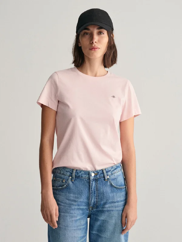 Exclusive Savings This Week!Gant Women Pink Solid Round Neck Short Sleeves T-shirt