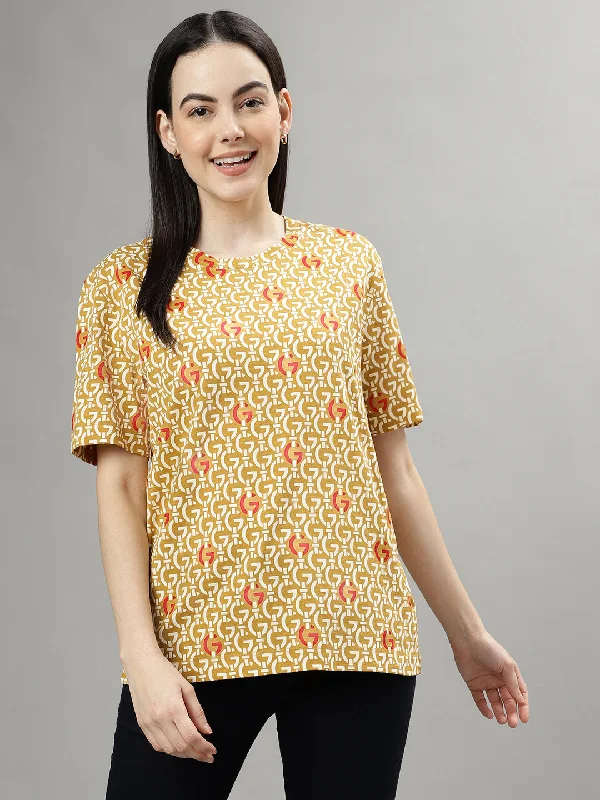 Save Like Never Before!Gant Khaki Fashion Printed Regular Fit T-Shirt