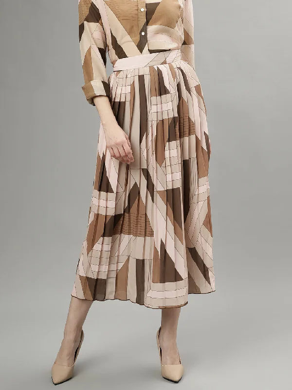 Your Discount is Waiting!Gant Women Brown Printed Midi Flared Skirt
