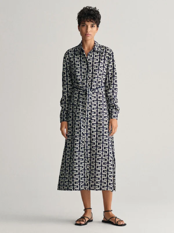 The Sale You’ve Been Waiting For!Gant Women Navy Blue Printed Shirt Collar Full Sleeves Dress The Sale You’ve Been Waiting For!Gant Women Navy Blue Printed Shirt Collar Full Sleeves Dress