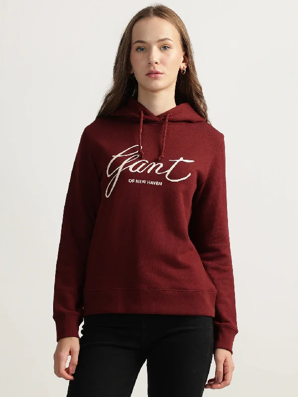 Today’s Deals, Tomorrow’s Regrets!Today’s Deals, Tomorrow’s Regrets!Gant Women Red Printed Hooded Full Sleeves Pullover Style Sweatshirt