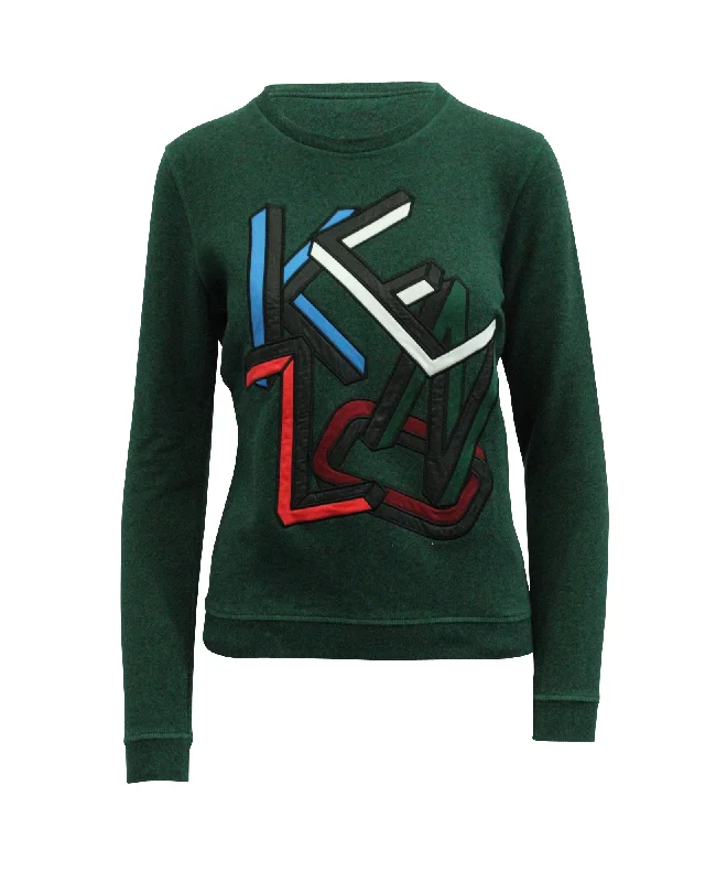 One Click Away from Big Savings!Kenzo Embroidered Logo Sweatshirt in Green Cotton