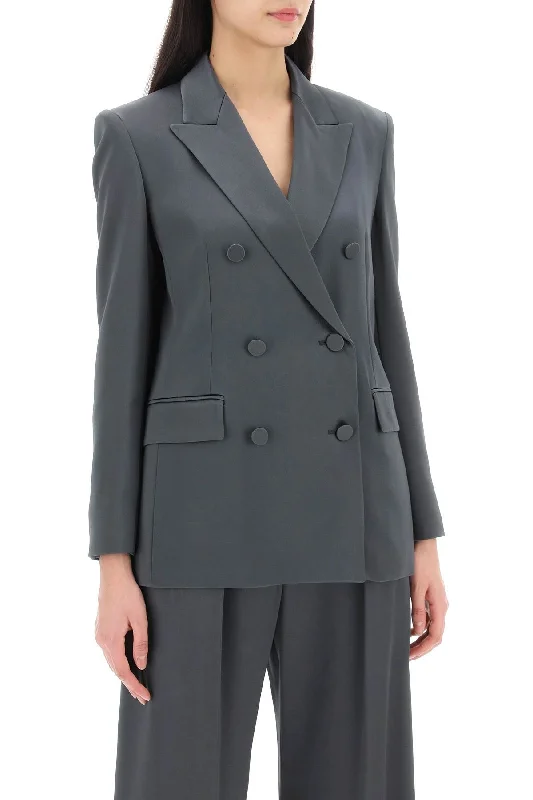 Only a Few Left – Order Now!Max Mara Studio Teiera Satin Double-Breasted Blazer