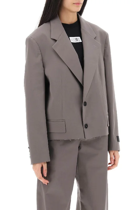 Your Best Deals Are Here!Mm6 Maison Margiela Cropped Blazer With Cut-Off Hem