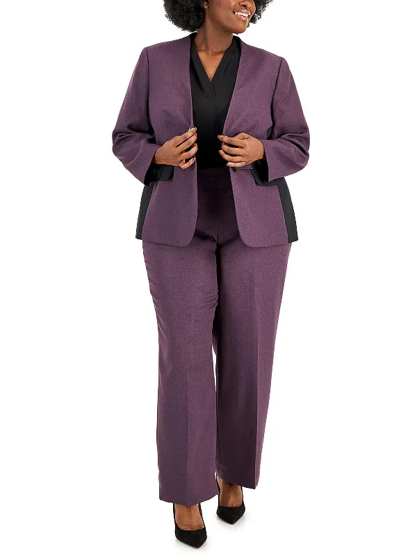 Massive Price Cuts!Plus Womens Contrast Trim Business Pant Suit
