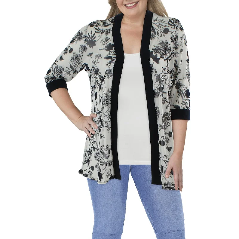 Save More When You Shop More!Plus Womens Mesh Printed Duster Blazer