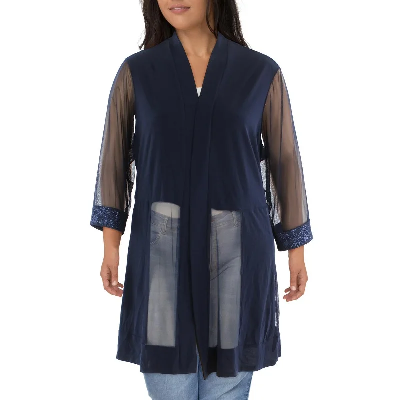 Enjoy Huge Discounts Now!Plus Womens Mesh Sleeves Open Front Jacket