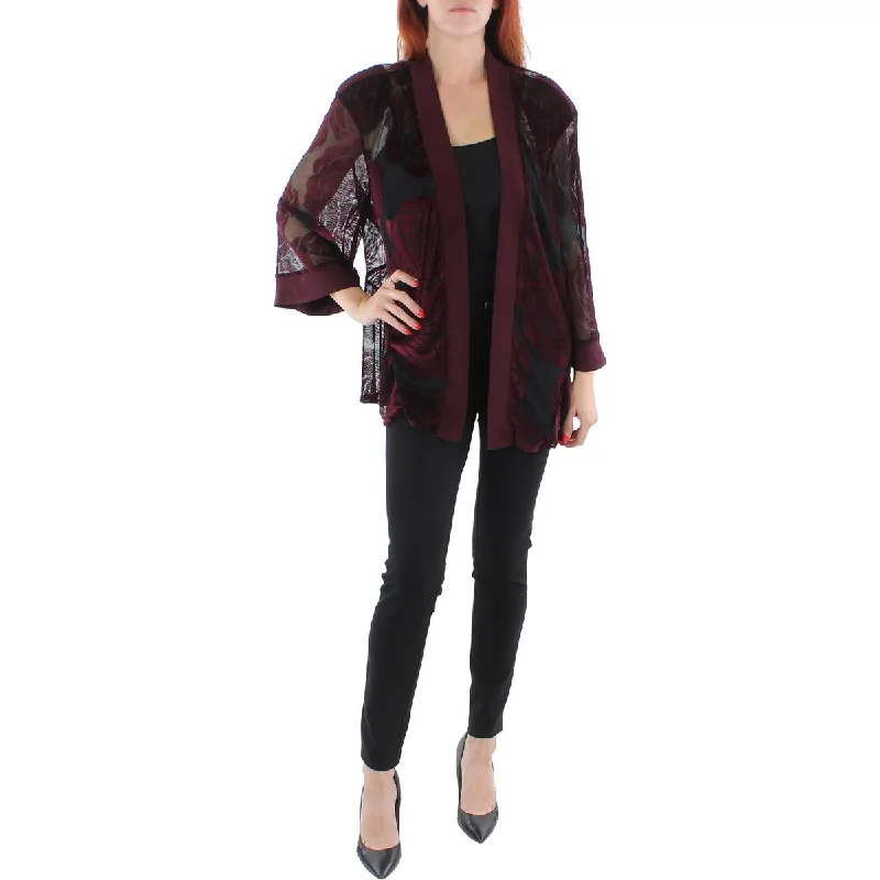 Every Deal is a Steal!Plus Womens Mesh Velvet Duster Blazer