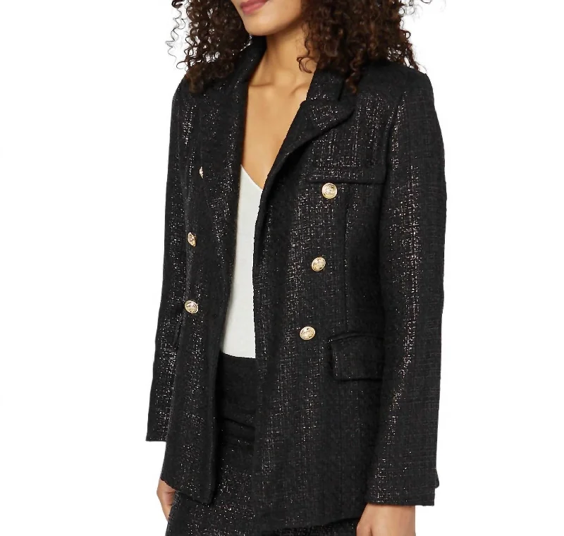 Hurry, Sale Ends Soon!Presley Tweed Blazer In Black/gold