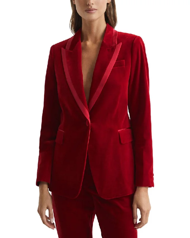 One Day Only – Huge Savings!Reiss Bree Tailored Single Breasted Velvet Blazer