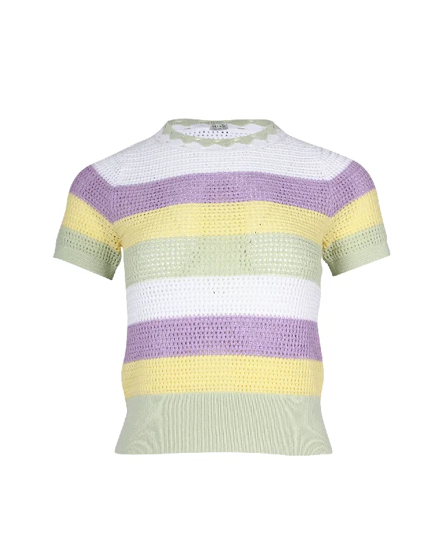 The Sale You’ve Been Waiting For!Sandro Ninon Striped Short Sleeve Sweater in Multicolor Viscose
