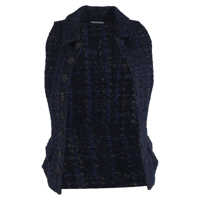 The Best Deals Won’t Wait!Self-Portrait Bouclé Vest in Navy Blue Polyester