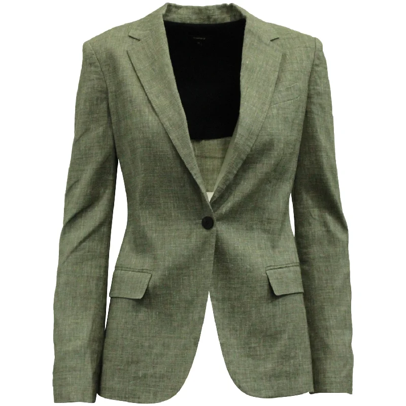 Hurry! While Supplies Last!Theory Single Button Blazer in Gray Linen Blend