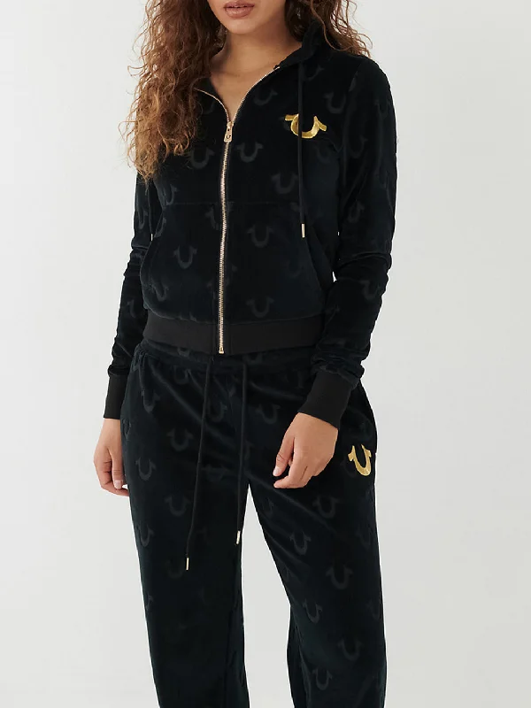 Score Huge Discounts Today!Score Huge Discounts Today!True Religion Women Embroidered Full Sleeves Hooded Sweatshirt