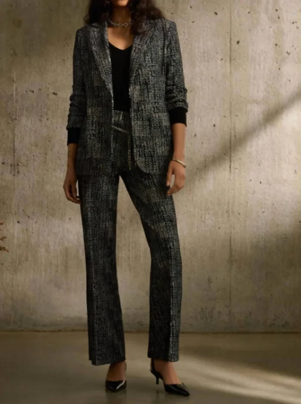Save More Than Ever!Tweed Knit Blazer In Black Off- White
