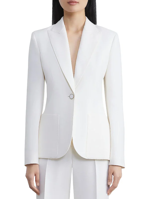Score Big Savings Today!Womens Wool-Silk Blend Office Wear One-Button Blazer